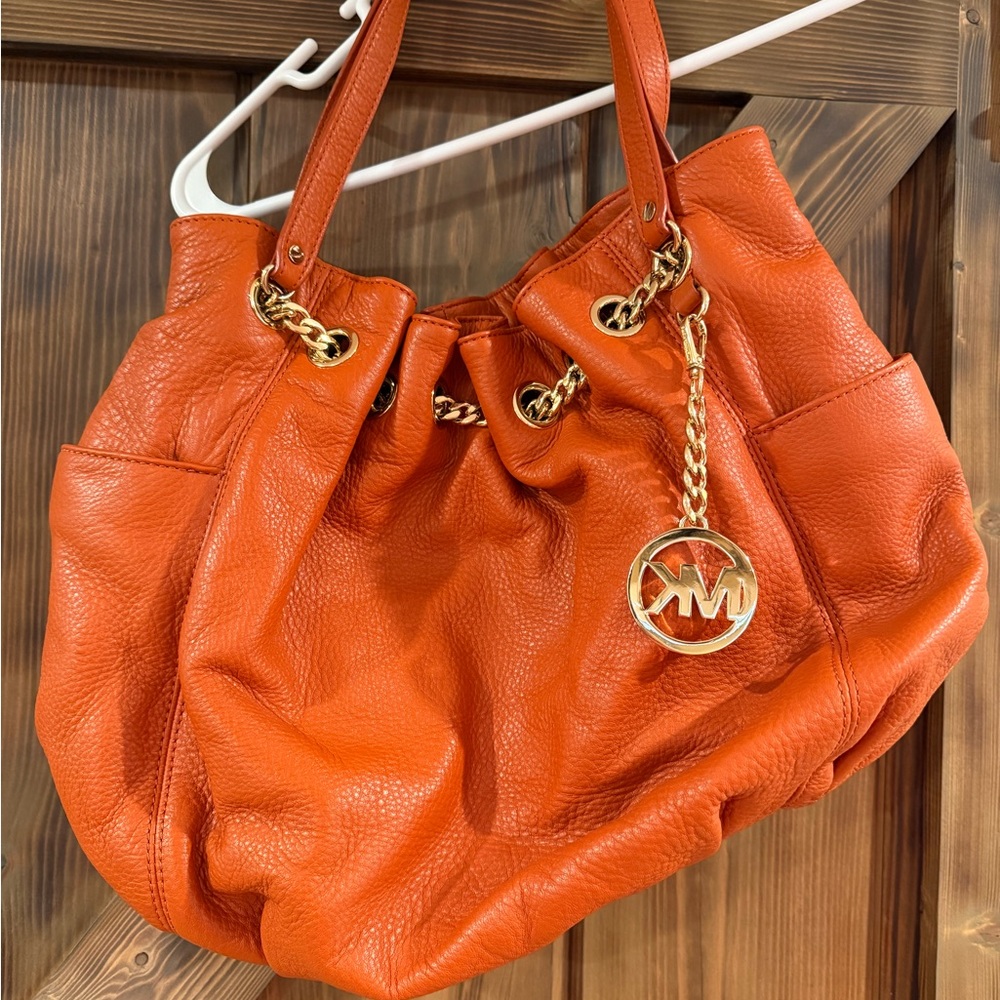 Michael Kors Orange Leather Tote Bag - Picture 2 of 13